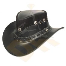 Black Oily Split Leather Hat